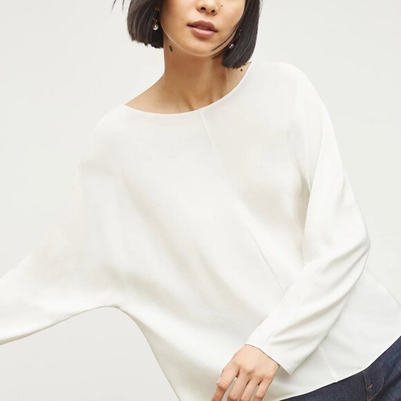 NWT MM Lafleur The Wren Ivory Top -Blouse Washable Silk Size M - Picture 1 of 13